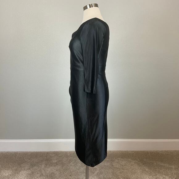 Aidan Mattox Satin One Shoulder Mini Sheath Cocktail Dress Black Size 12 - Picture 5 of 12
